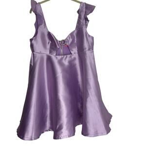 Sugar Thrills lavender mini flare dress short cap sleeves babydoll XL